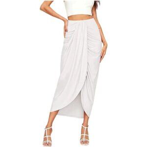 LAST CALL//Draped Maxi Skirt in White by Shein NWOT Size XL
